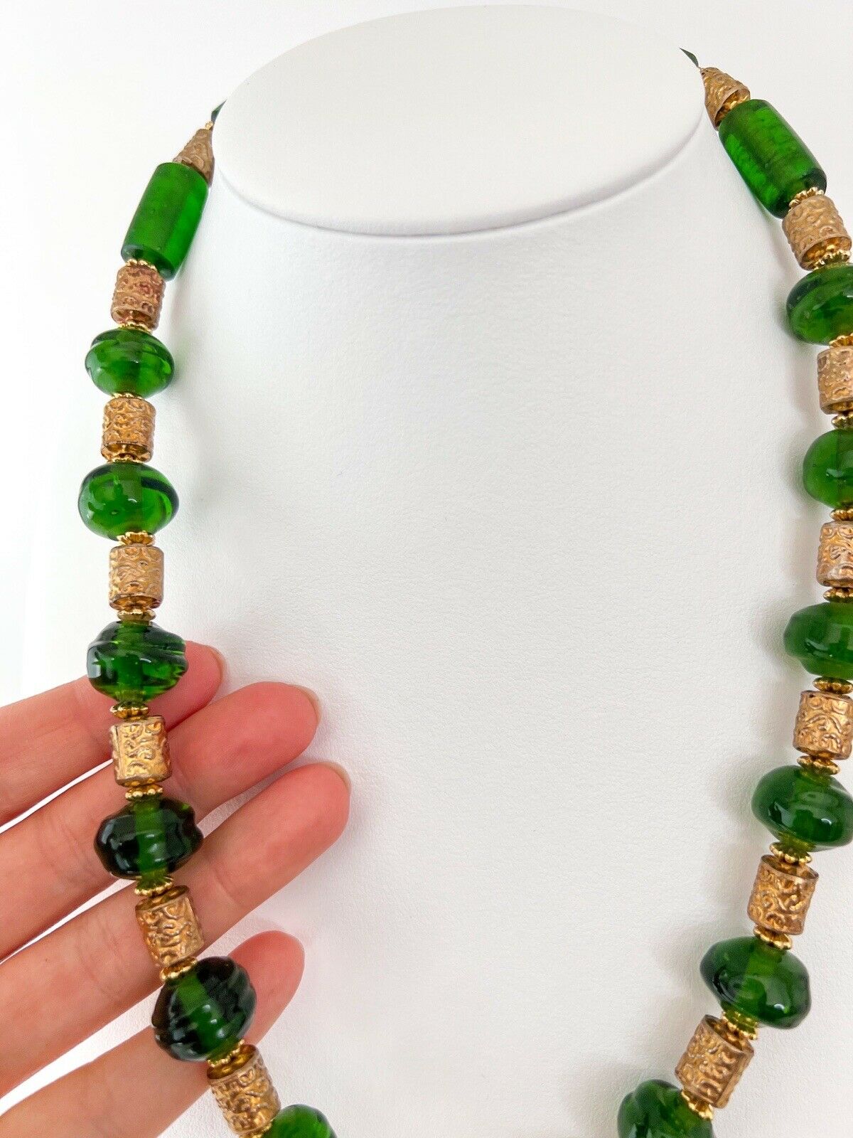 Vintage Beaded Necklace poured glass