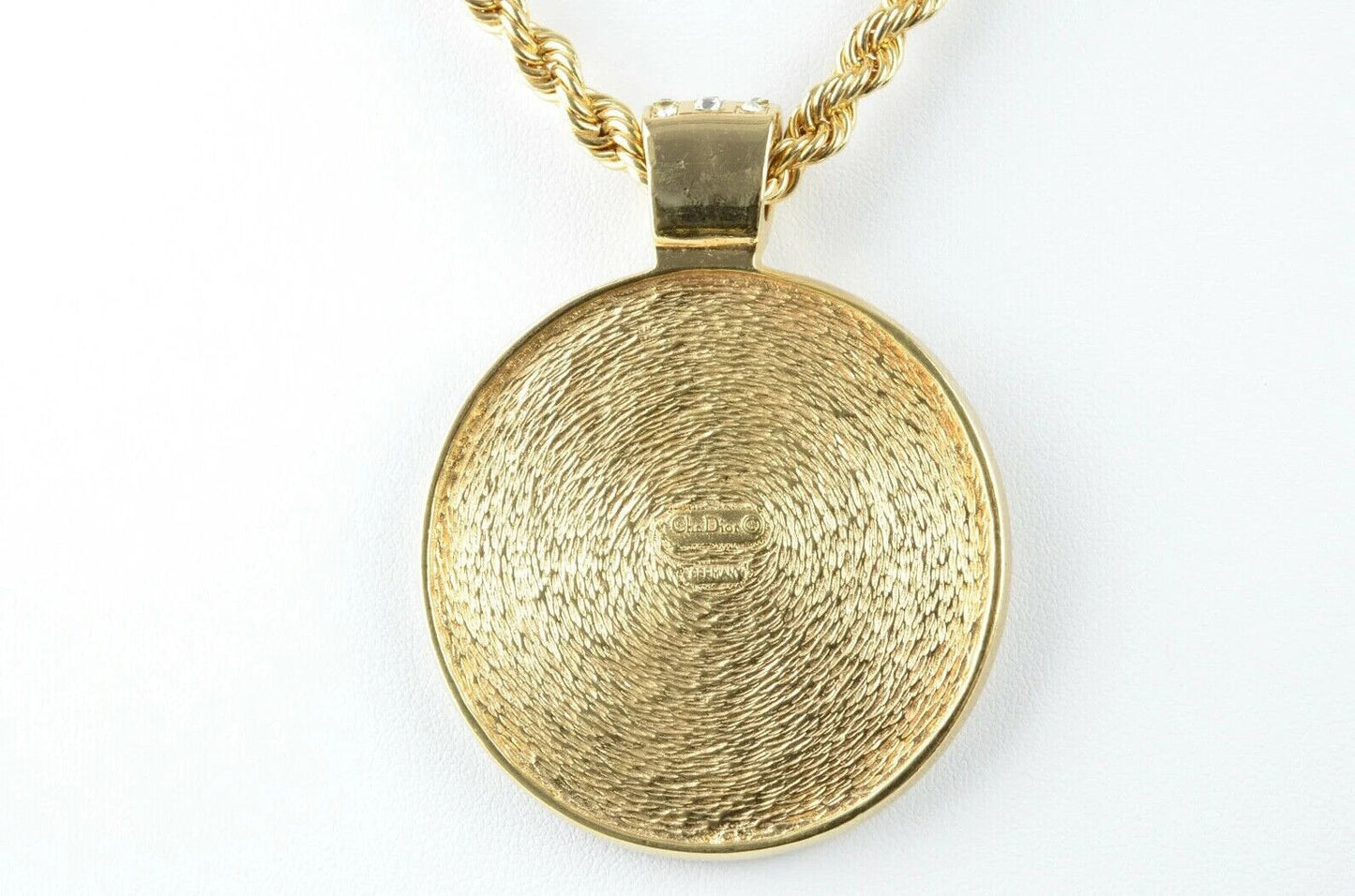  Christian Dior Vintage Necklace Pendant Gold Monogram Logo