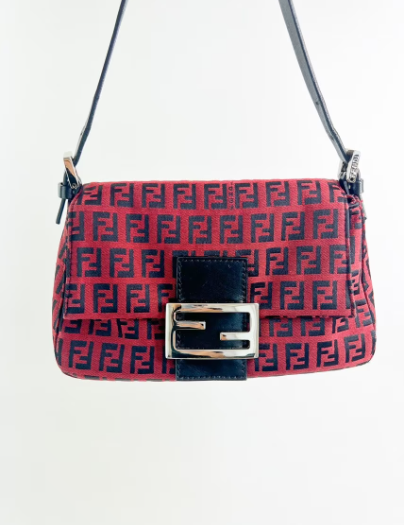Fendi Zucca Mini Baguette Bag Small Shoulder Bag Made in Italy Vintage