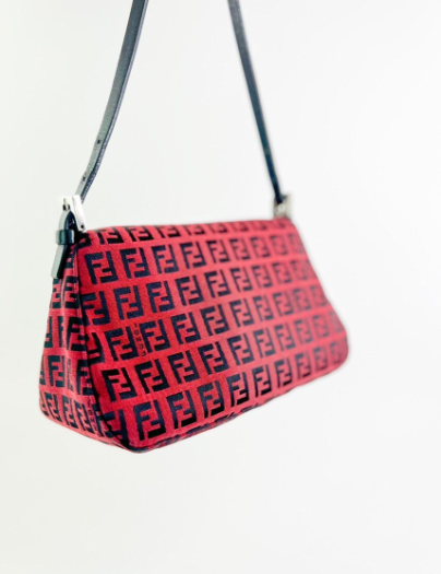 Fendi Zucca Mini Baguette Bag Small Shoulder Bag Made in Italy Vintage
