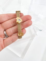 Givenchy Vintage Bracelet Heart Rhinestone Logo Women Jewelry Gold