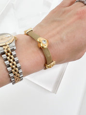Givenchy Vintage Bracelet Heart Rhinestone Logo Women Jewelry Gold