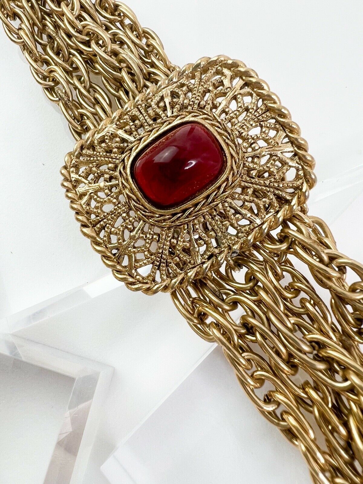 Givenchy Vintage Bracelet Chain Gold Red
