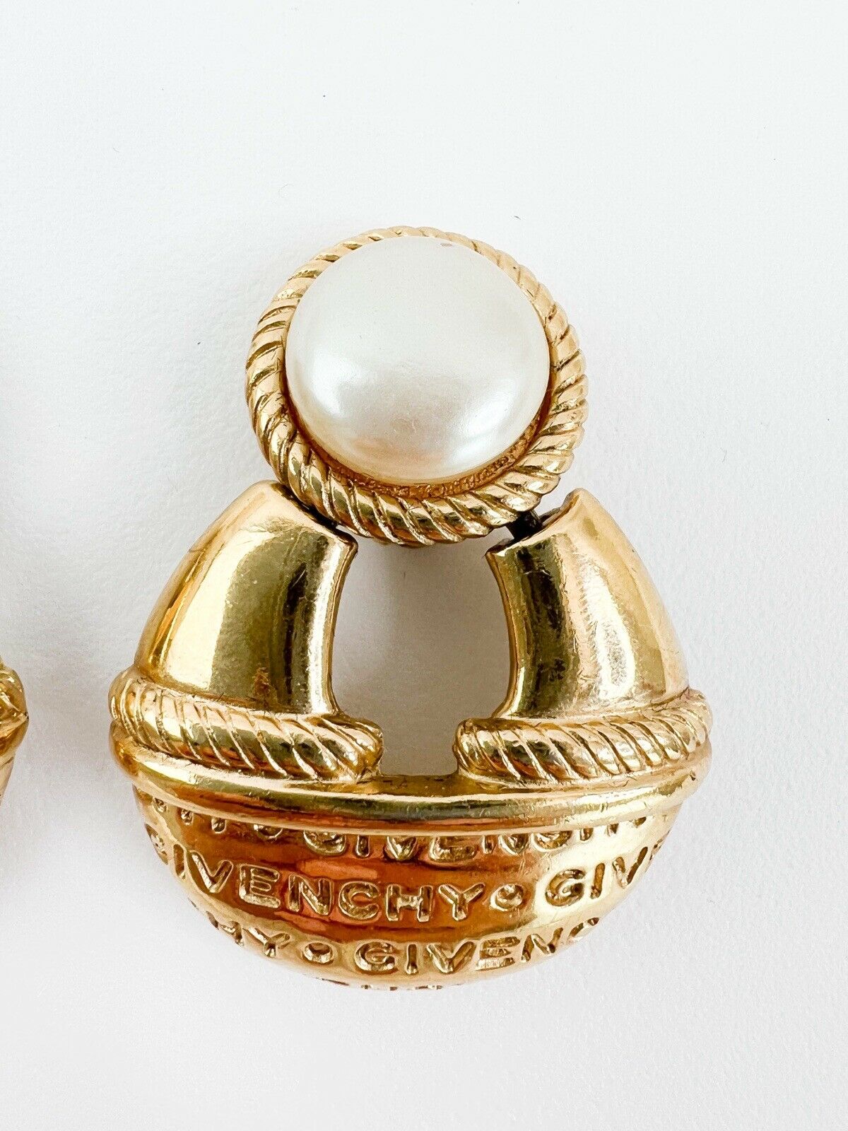 Givenchy Vintage Logo Dangle Earrings Women Jewelry Gold