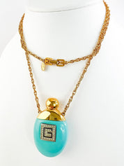 Vintage Givenchy Necklace, Necklace Gold, Necklace Large, Perfume Bottle Pendant, Givenchy Bottle Logo Necklace Blue, Personalized Gifts