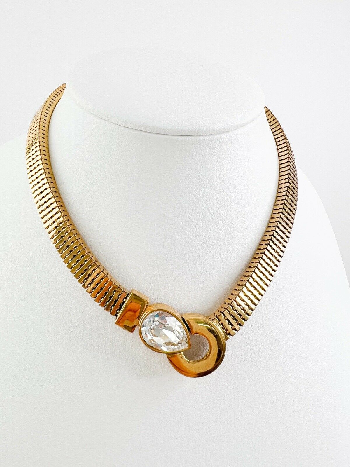 Givenchy Vintage Charm Necklace Choker Gold Rhinestones