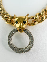 Vintage Givenchy Necklace, Leopard Chunky Choker Necklace, Logo Givenchy Jewelry, Designer High End Jewelry, 80s Vintage, Vintage Necklace