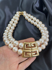 Givenchy Vintage Chunky 1977 Faux Pearls Choker Necklace Extremely Rare