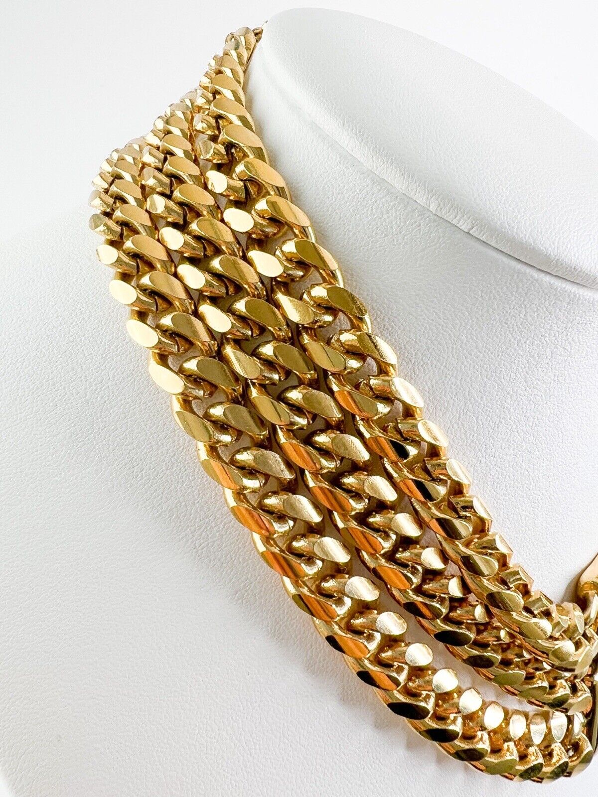 Givenchy Gold Tone 3 Row Chain Link Massive Logo Choker Necklace Vintage