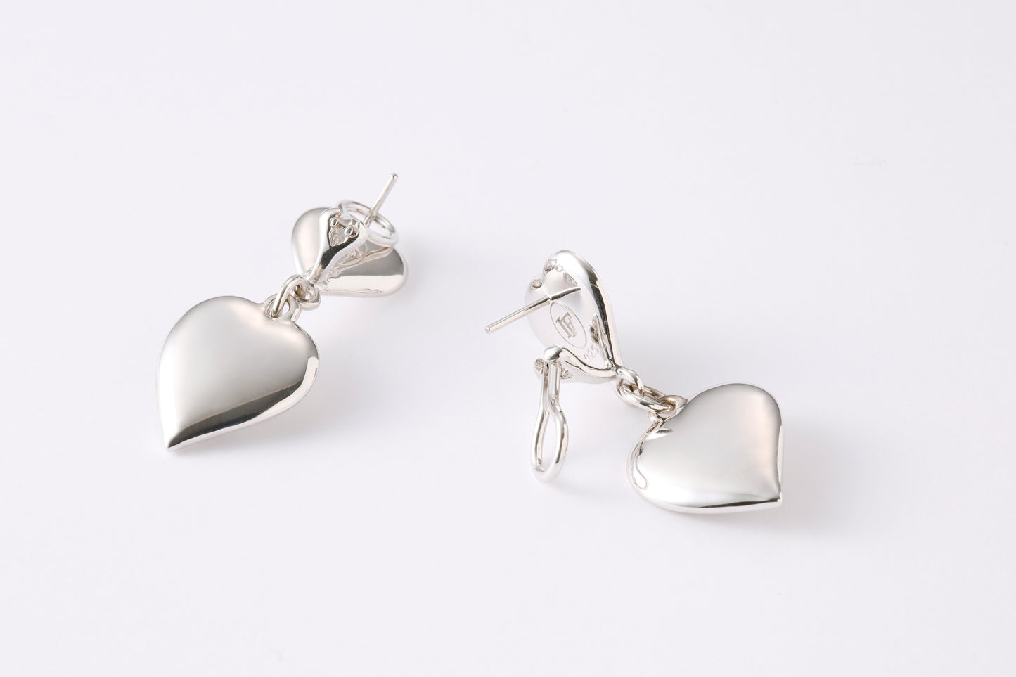 Heart Silver Dangle Earrings Cabochon Swarovski Crystal