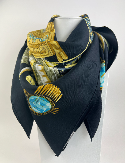 Vintage Hermes scarf, Hermes Wrap, Egyptian Feathers, Hermes Silk Scarf, Made in France, women scarf, Silk Scarves, Head scarf, Gift for her