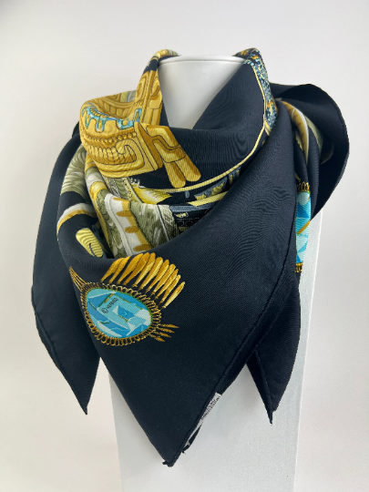 Vintage Hermes scarf, Hermes Wrap, Egyptian Feathers, Hermes Silk Scarf, Made in France, women scarf, Silk Scarves, Head scarf, Gift for her