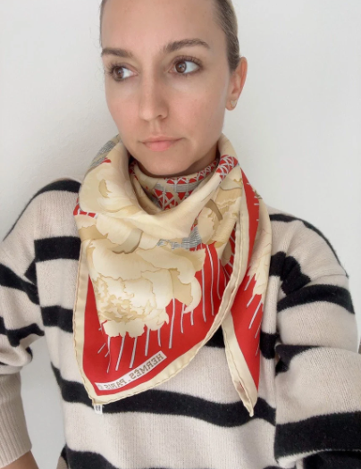 Vintage Hermes Scarf, Silk Scarf, Pink Scarf, Vintage Wrap, Logo Les Pivoines, Made in France , Peonies scarf , CHRISTIANE VAUZELLES