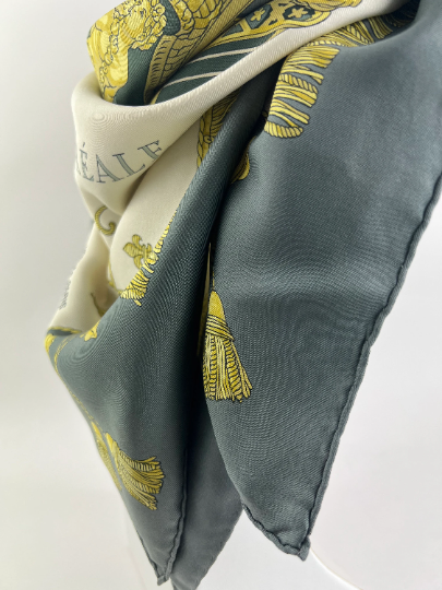 【SOLD OUT】Hermes 2002 Vue du Carrosse de la Galere la Reale silk scarf Made in France Vintage