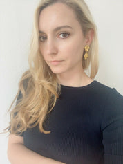Kenzo Vintage Floral Dangle Earrings Women Jewelry Gold