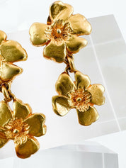 Kenzo Vintage Floral Dangle Earrings Women Jewelry Gold