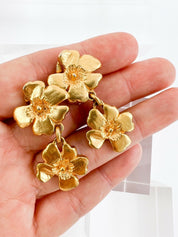 Kenzo Vintage Floral Dangle Earrings Women Jewelry Gold