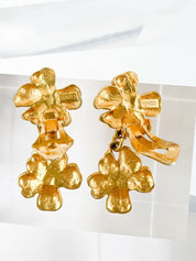 Kenzo Vintage Floral Dangle Earrings Women Jewelry Gold
