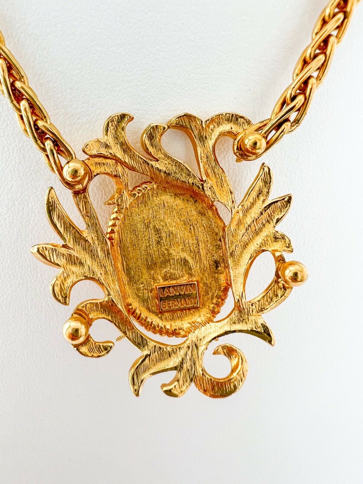 LANVIN Vintage Charm Necklace Choker Cabochon