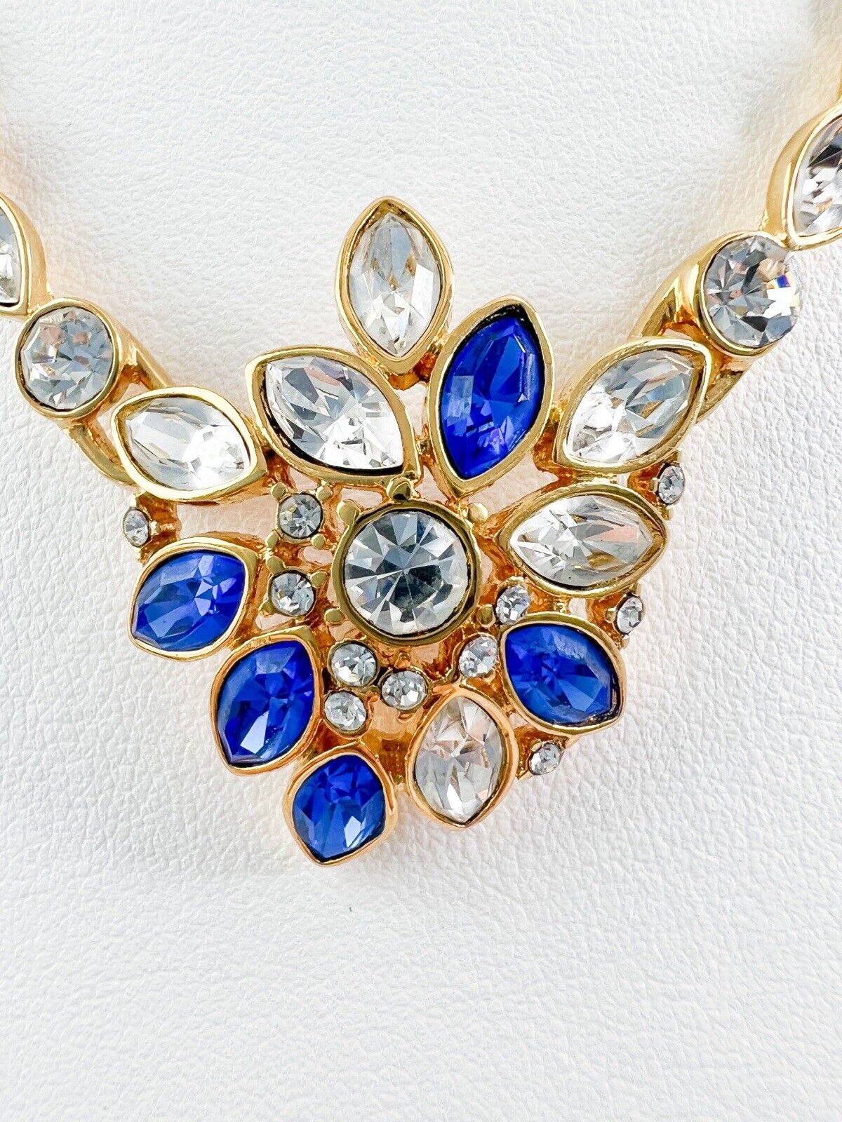 Monet Vintage Choker Necklace Rhinestones Blue