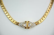 LANVIN GERMANY Gold Tone Rhinestone Choker Necklace Vintage