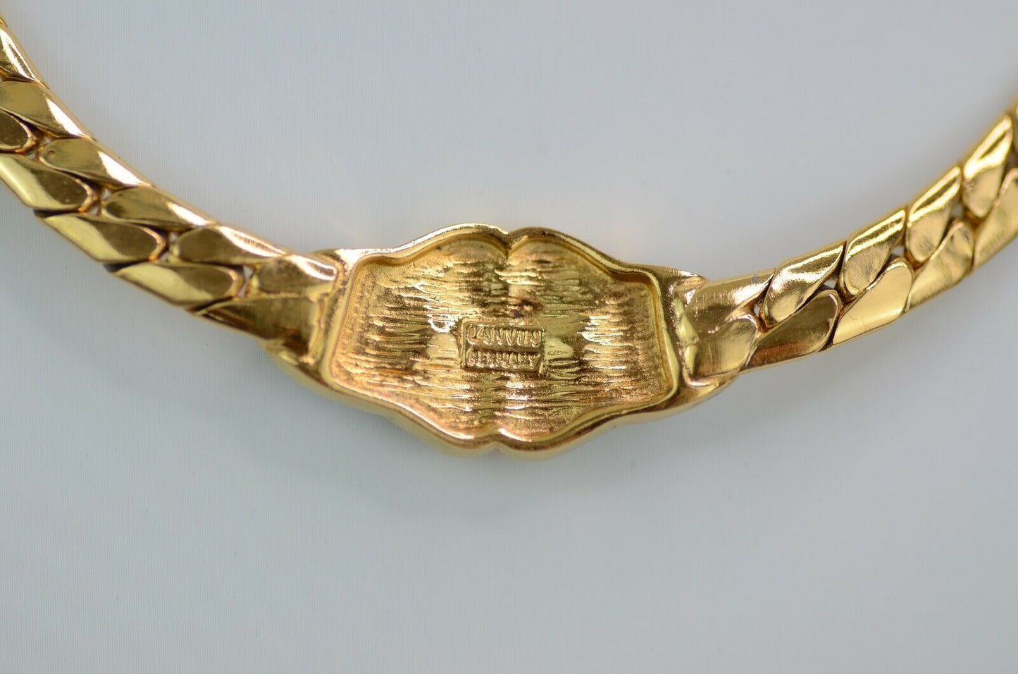 LANVIN GERMANY Gold Tone Rhinestone Choker Necklace Vintage