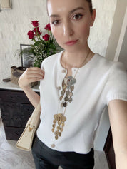 Celine Paris Made in Italy FW17  PHOBE PHILO Golden Brass & Silver Coin Necklace Vintage