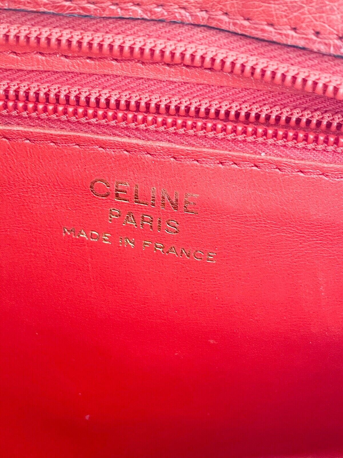 Celine Paris Made in France Red Color Ostrich Shoulder Bag