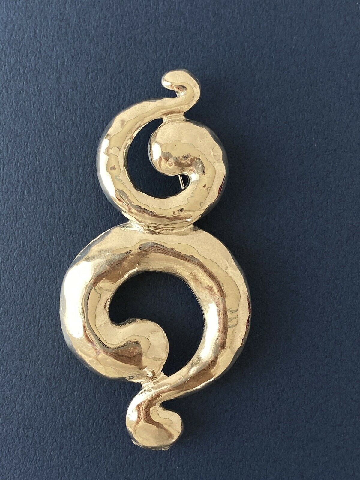【SOLD OUT】YSL Yves Saint Laurent Vintage Massive Silver Tone Coil Spiral Brooch Pin