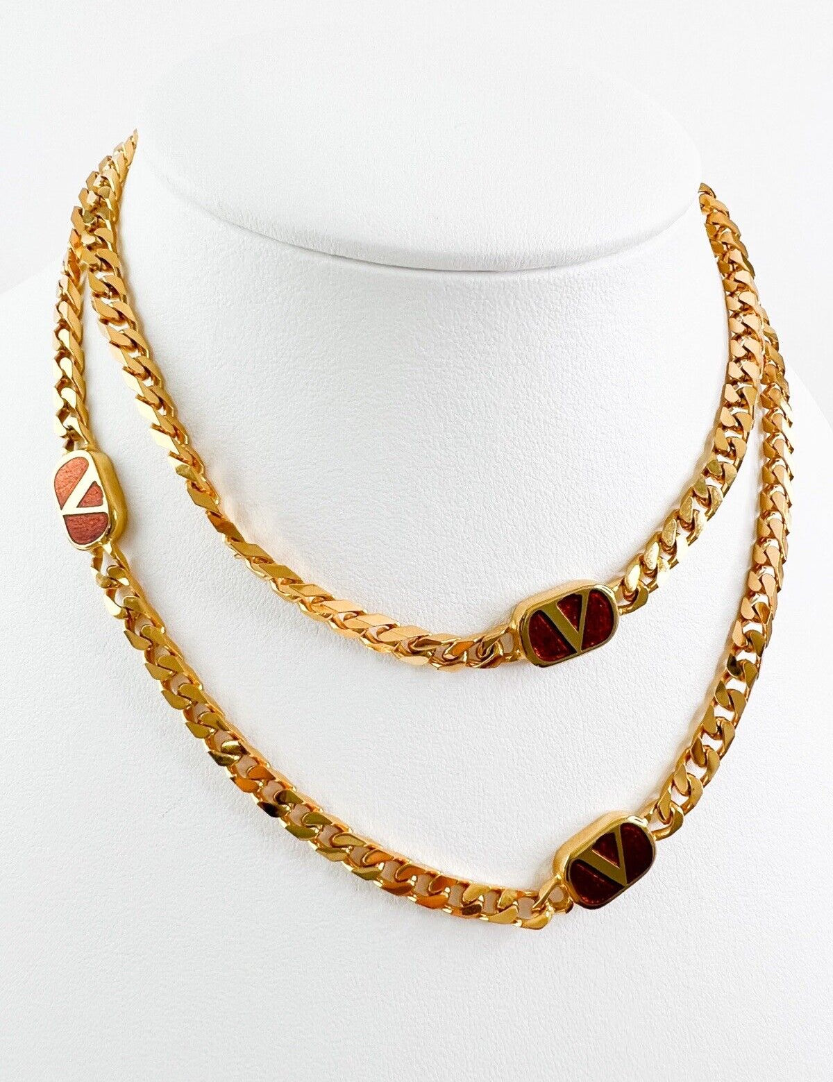 Valentino Vintage Necklace Gold Chain Logo