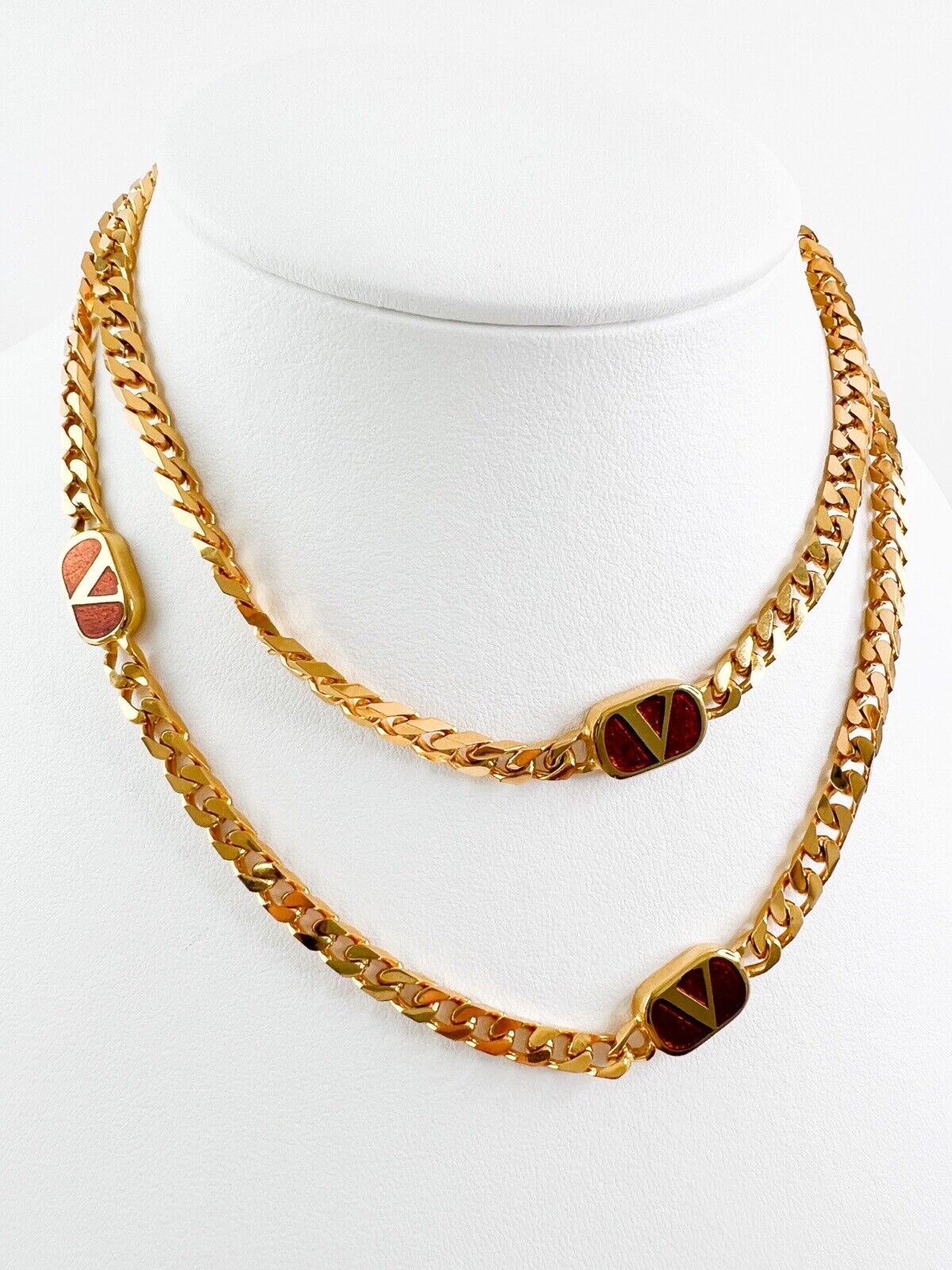 Valentino Vintage Necklace Gold Chain Logo