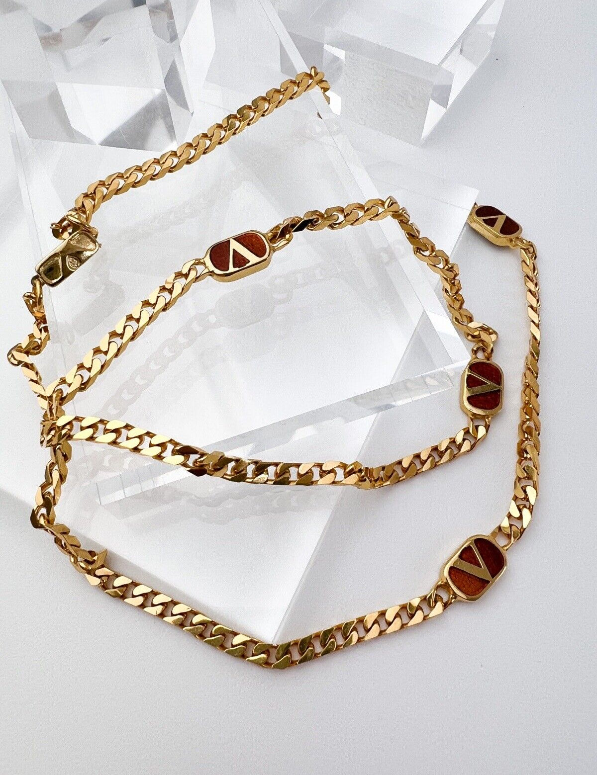Valentino Vintage Necklace Gold Chain Logo