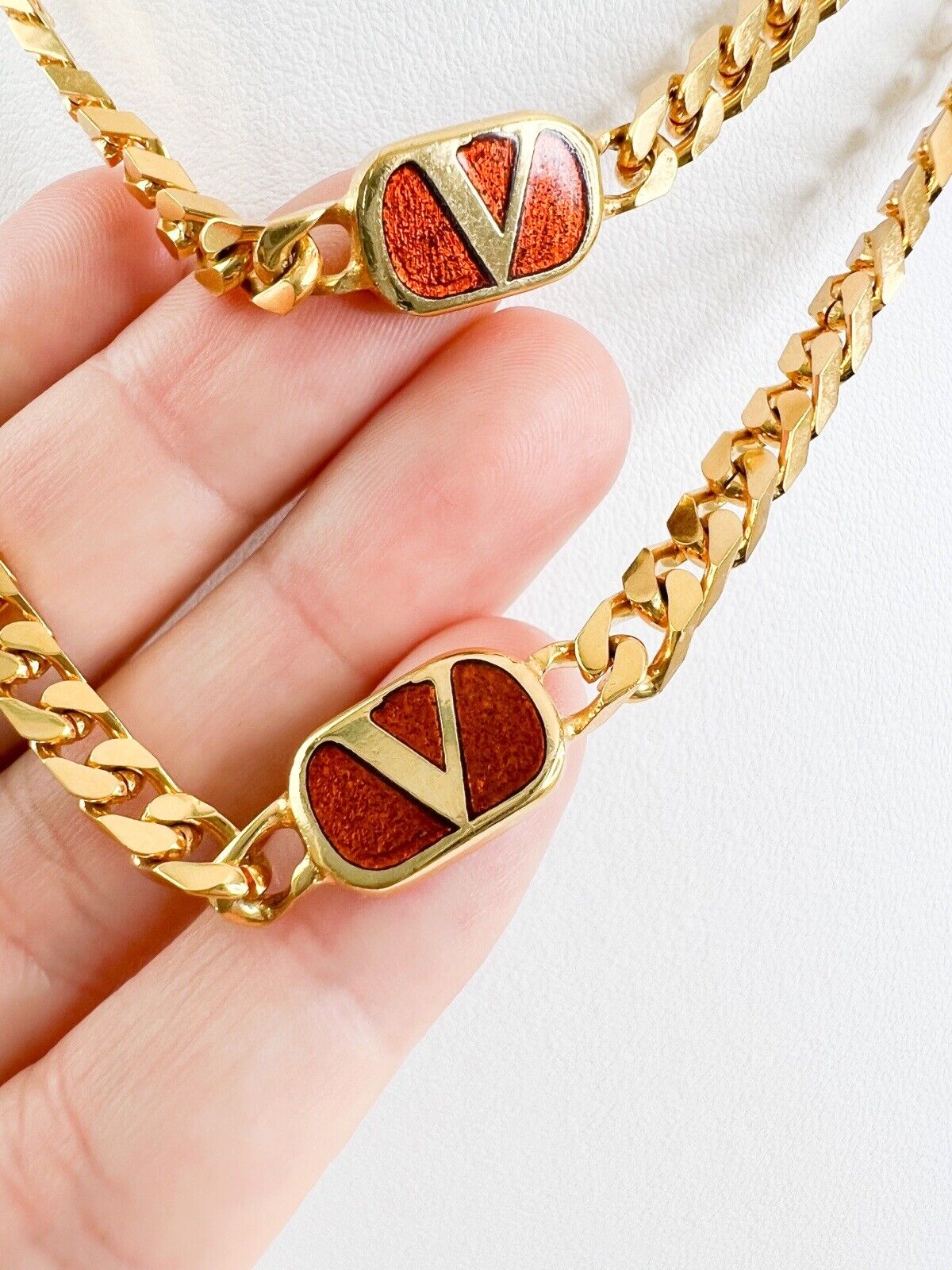 Valentino Vintage Necklace Gold Chain Logo