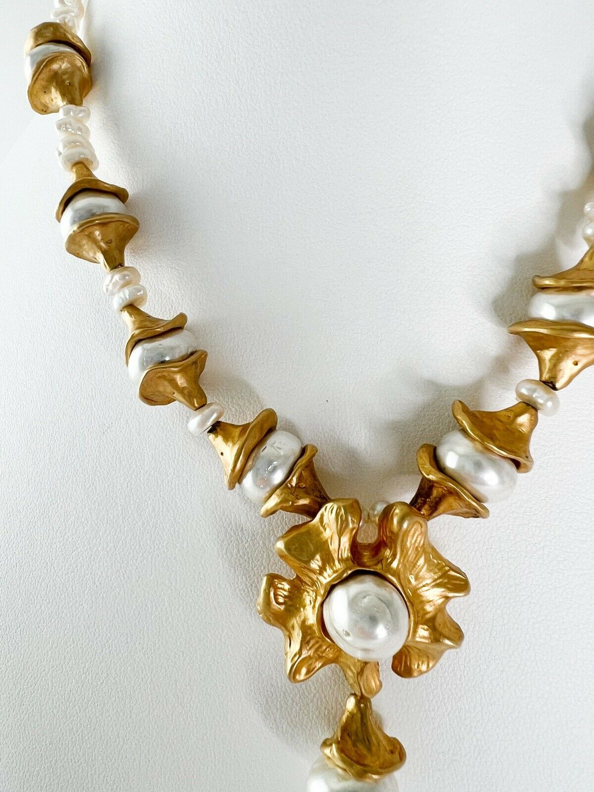 Vintage Choker Necklace Pearl  Beads Women Jewelry Gold