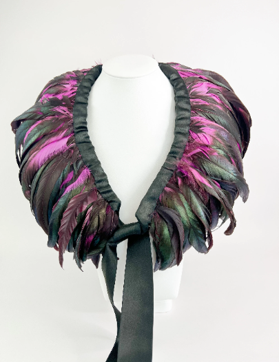 Yves Saint Laurent Rive Gauche Feather Collar Evening Cape 1970s Vintage Made in France