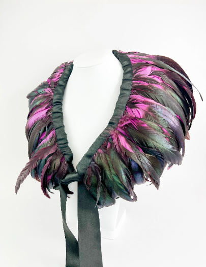 Yves Saint Laurent Rive Gauche Feather Collar Evening Cape 1970s Vintage Made in France