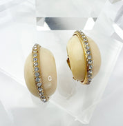 YSL Yves Saint Laurent Vintage Hoop Earrings Rhinestone 