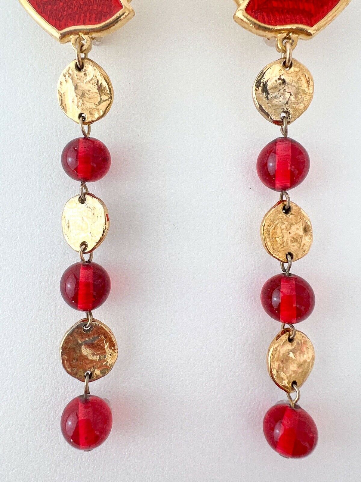 YSL earrings ,Yves Saint Laurent Earrings, Leaf Motif Long Earrings, YSL vintage Earrings, YSL rare  Earrings, Jewelry for Women