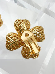 YSL Yves Saint Laurent Vintage Earrings Rhinestone Floral Earrings