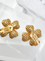 YSL Yves Saint Laurent Vintage Earrings Rhinestone Floral Earrings