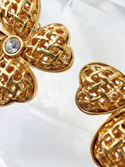 YSL Yves Saint Laurent Vintage Earrings Rhinestone Floral Earrings