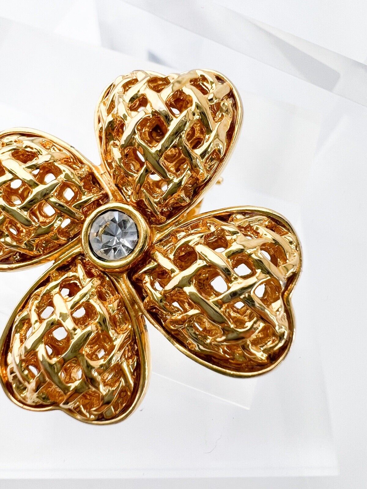 YSL Yves Saint Laurent Vintage Earrings Rhinestone Floral Earrings