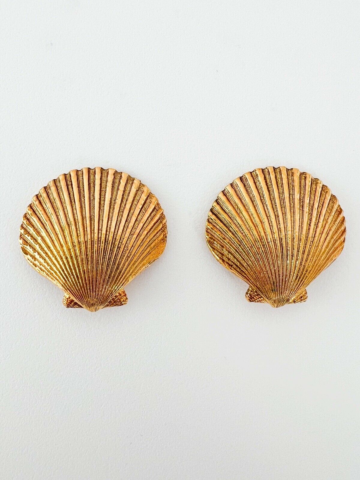 YSL Yves Saint Laurent Vintage Earrings Made in France Gold Shell