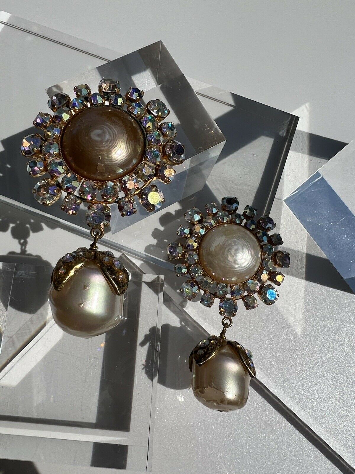 YSL Yves Saint Laurent Rive Gauche Vintage Dangle Earrings Large Made in France