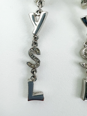 Vintage YSL Yves Saint Laurent earrings, Earrings Dangle, Earrings Silver, Heart Logo Drop Dangling Earrings, Vintage Rhinestone