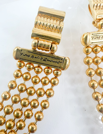 YSL Yves Saint Laurent Vintage Dangle Earrings Women Jewelry Gold