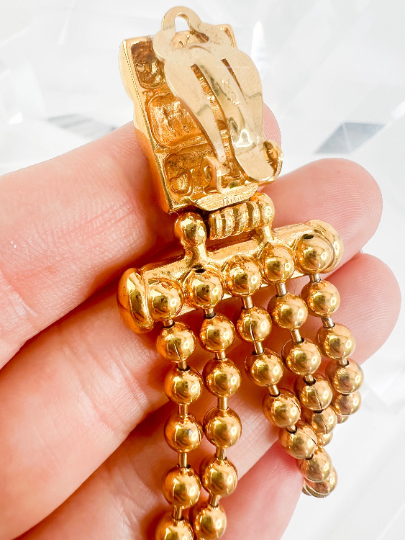 YSL Yves Saint Laurent Vintage Dangle Earrings Women Jewelry Gold