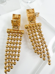 YSL Yves Saint Laurent Vintage Dangle Earrings Women Jewelry Gold
