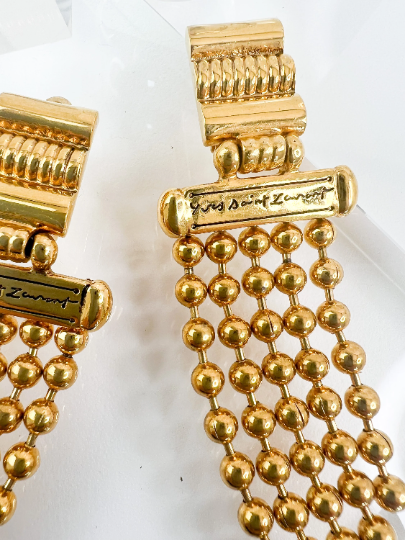YSL Yves Saint Laurent Vintage Dangle Earrings Women Jewelry Gold
