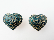 Vintage YSL Yves Saint Laurent Earrings, Vintage Earrings, Earrings Gold, Green Heart Earrings, Clip-on Earrings, Jewelry Earrings